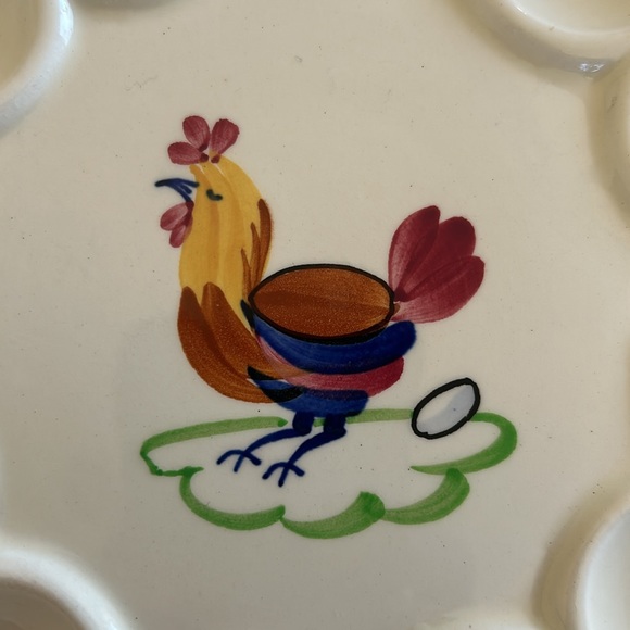 Vintage Gien France ceramic deviled egg plate holds 12 eggs - Picture 2 of 5